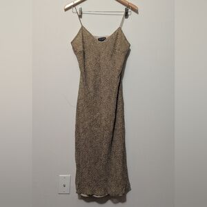 Ann Taylor Tan Midi Dress with Spaghetti Straps
